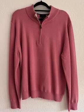 Magaschoni Men’s XL Pink Quarter Zip Pullover Sweater NWT
